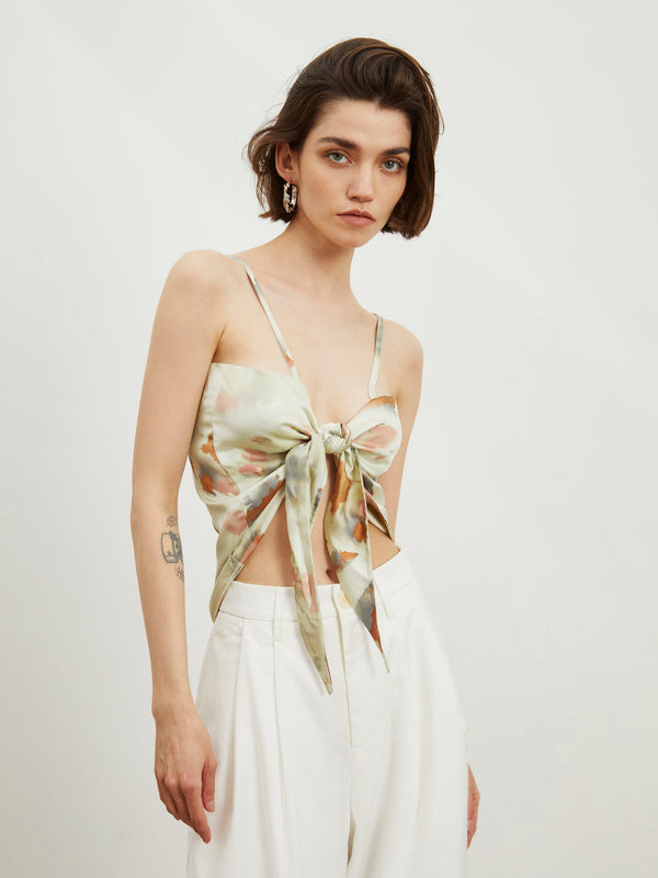 Çift Taraflı Tie Dye Saten Atlet Üst