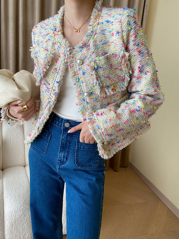 Gökkuşağı Tweed Bukle Palto