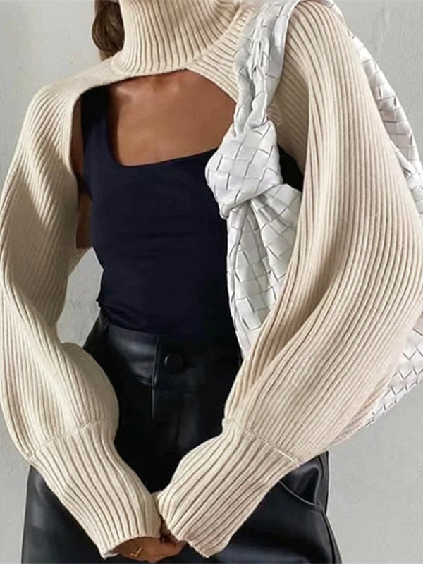 Krem Yakalı Halter Bolero 
