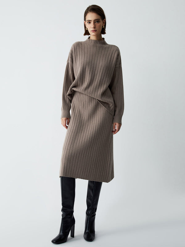 First Choice İki Parçalı Ribana Örme Etek Takımı