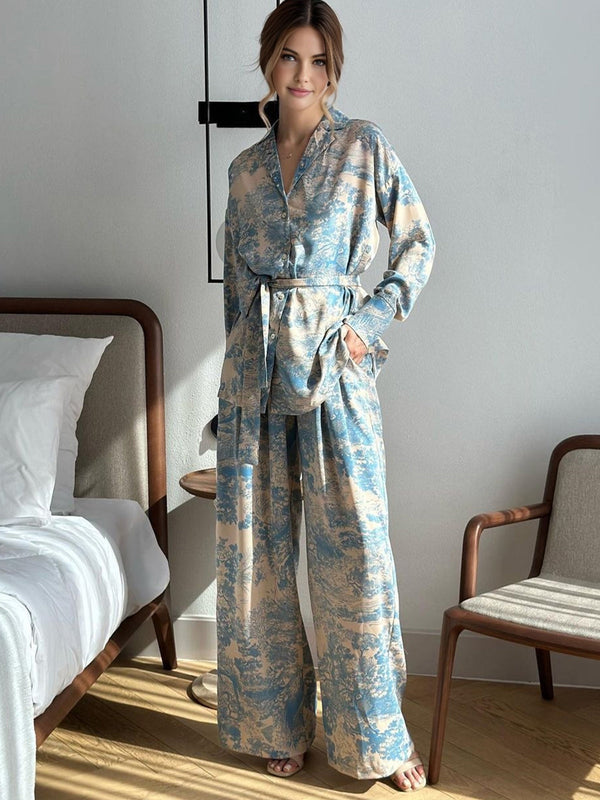 Baskılı Bağcıklı Pantolon Takımı 