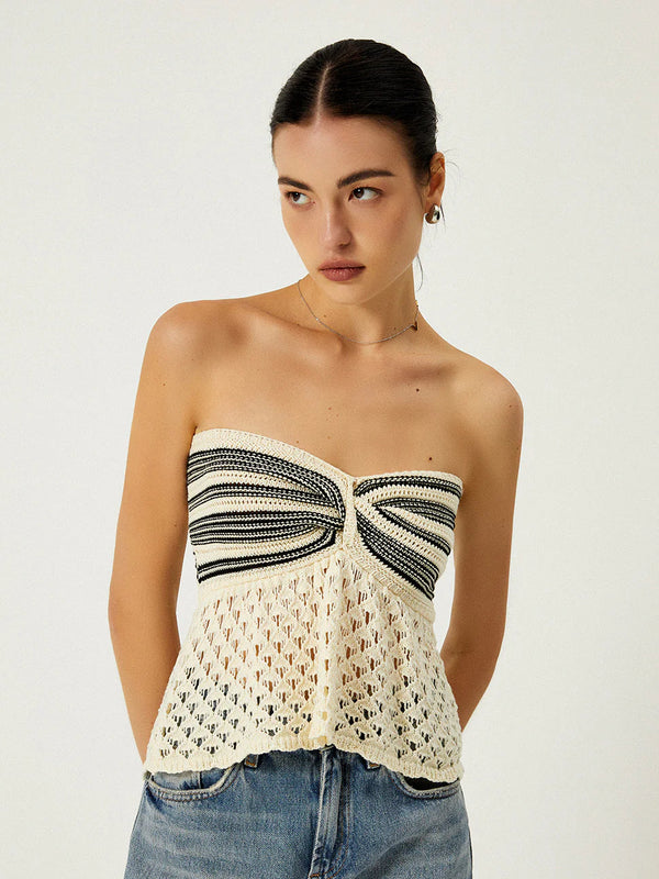 Omuz Açık Tığ Örgü Üst 