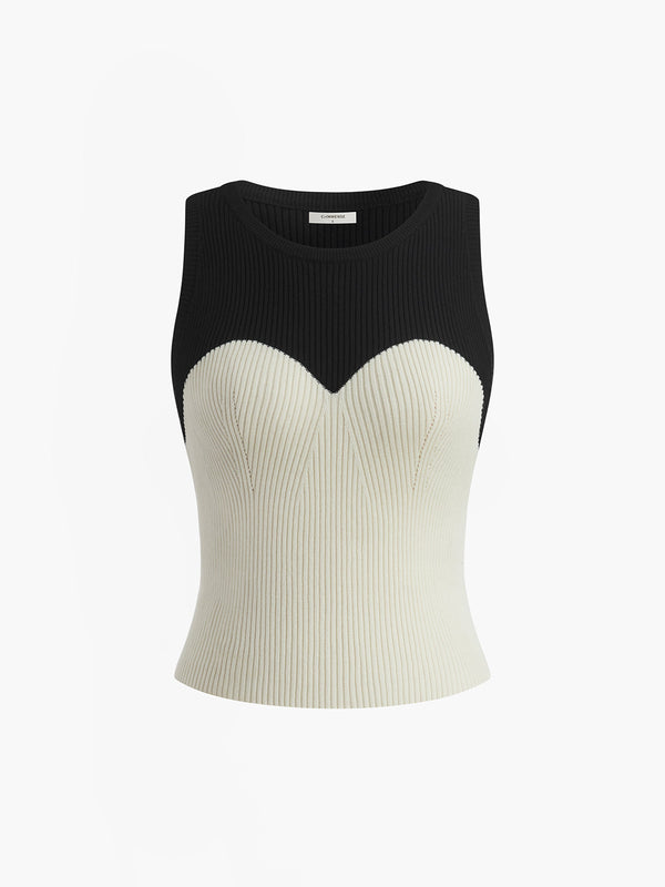 Kontrast Kesim İnce Kazak Yelek 