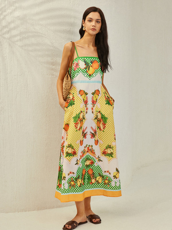 Her Yeri Baskılı Cepli Elbise 