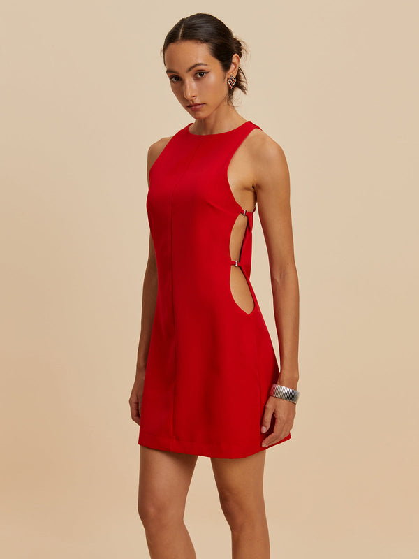 Kolsuz Kesimli Yuvarlak Yaka Elbise 