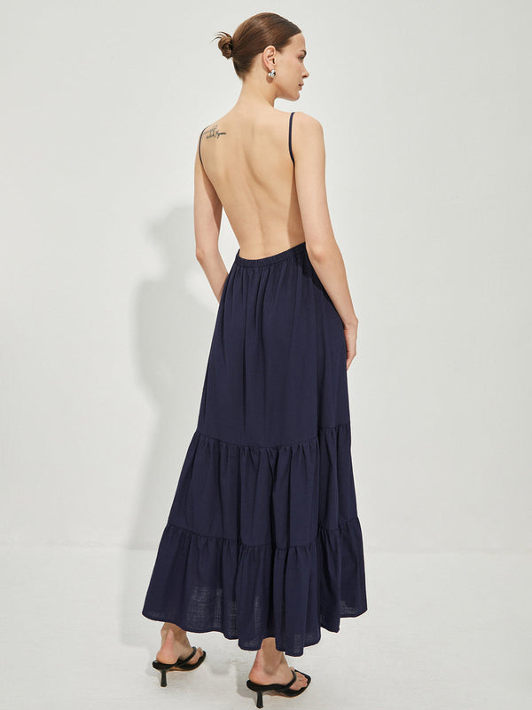 Pamuklu Sırtı Açık Atlet Elbise 