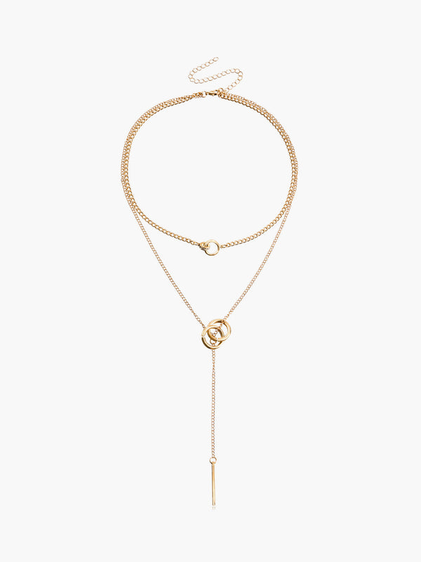 Çift Daire Püskül Kolye 