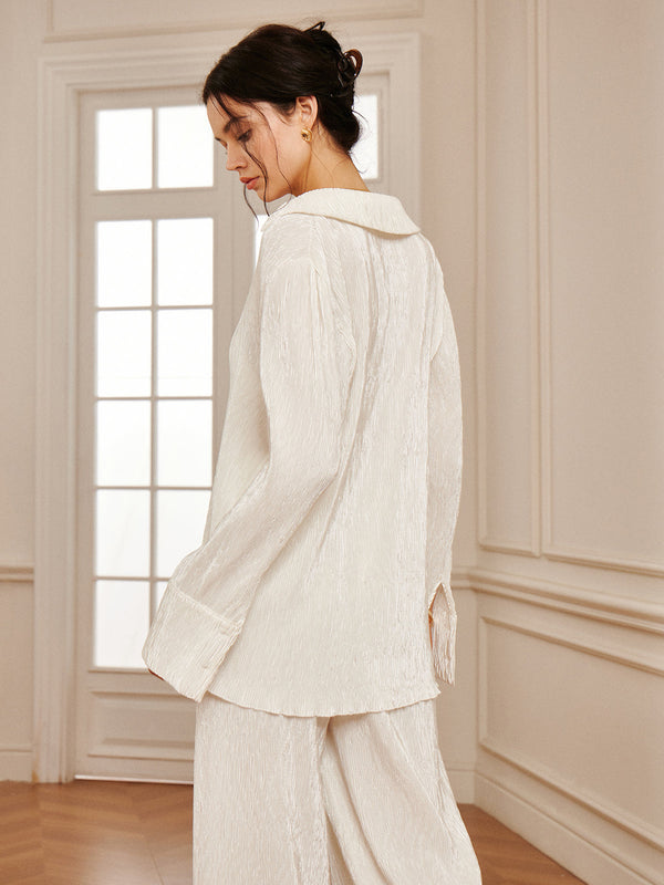 Minimalist Plise Yumuşak Polo Gömlek 