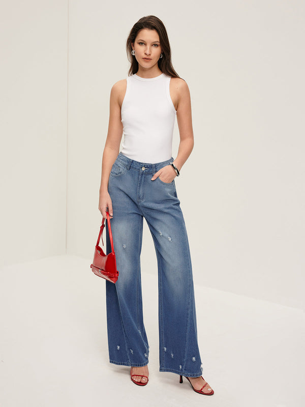 Piping Straight Denim Jean