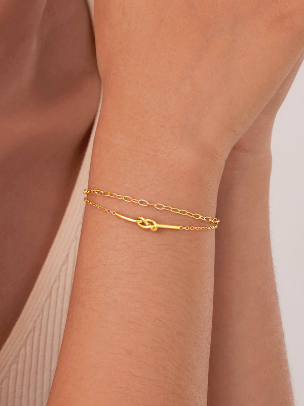 Zarif Çift Katmanlı Düğümlü Bileklik