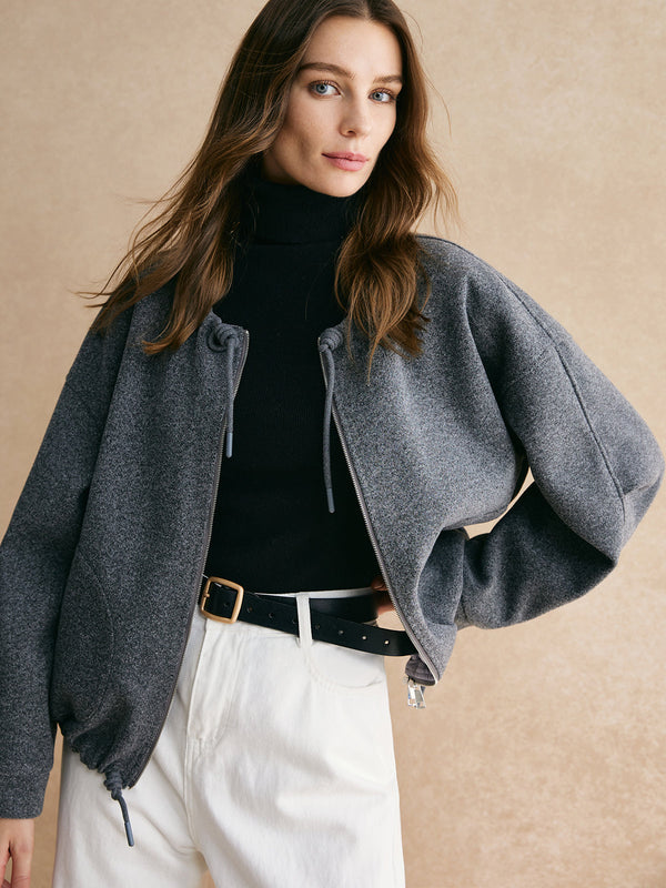 Bağcıklı Fermuarlı Bol Ceket 