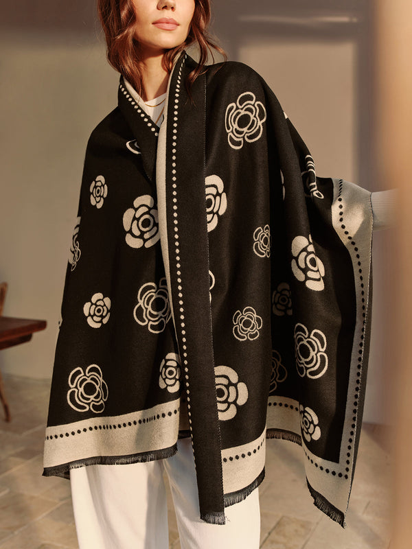 Çift Taraflı Kamelya Püsküllü Eşarp 