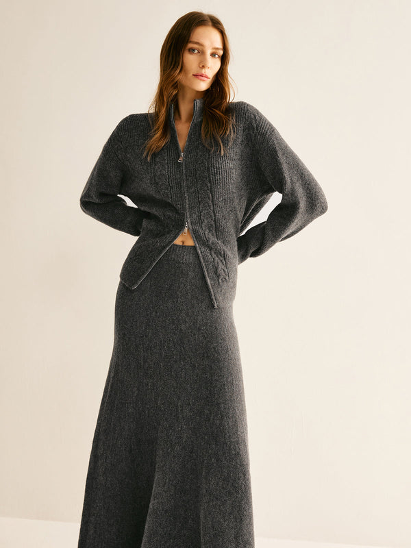 İki Yönlü Fermuarlı Yumuşak Etek Takımı 