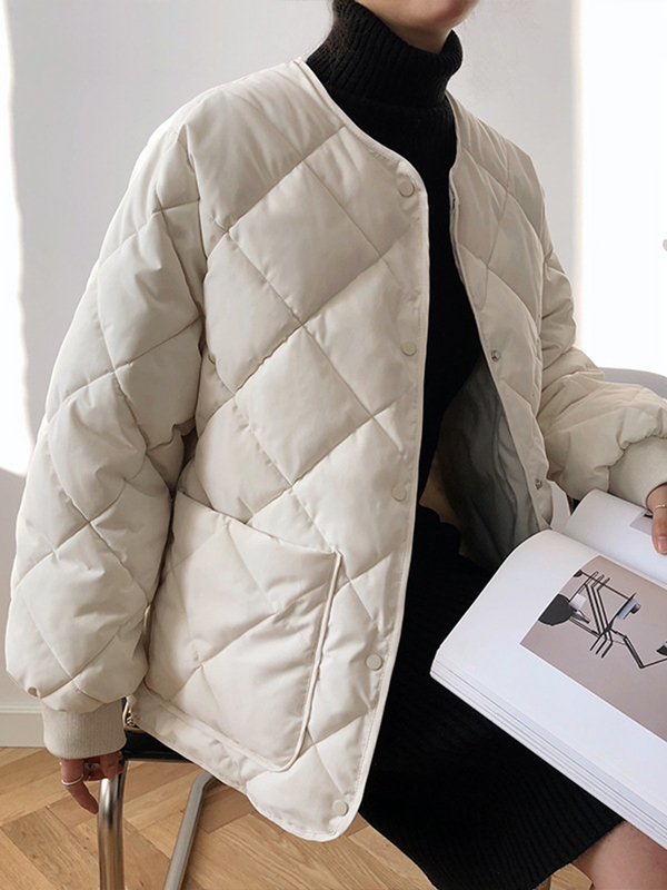 Eşkenar Dörtgen Düğmeli Kışlık Mont 