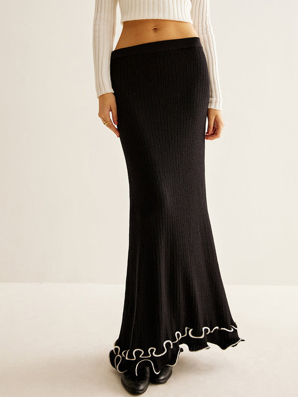 Volanlı Yumuşak Kazak Etek 