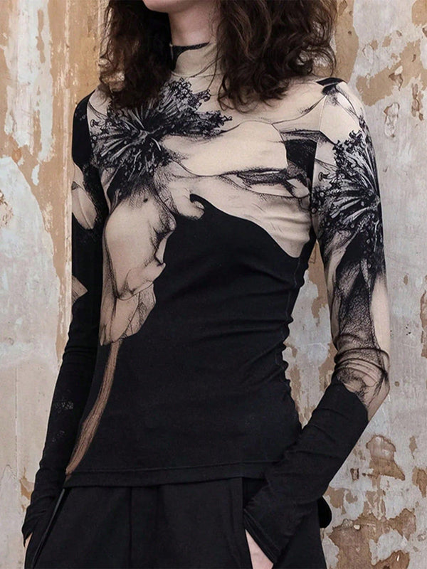 Sahte Yakalı Boya Baskılı Gömlek 