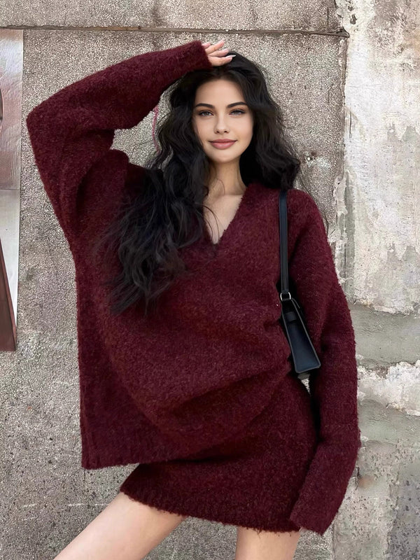 V Yaka Minky Kazak Etek Takımı 