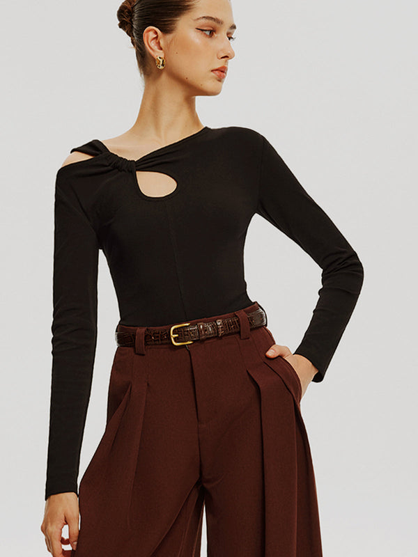 Asimetrik Düğümlü Jersey Üst 