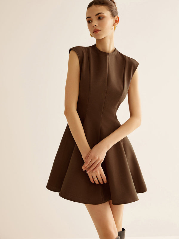 Pileli Kenarlı Fermuarlı Tank Elbise