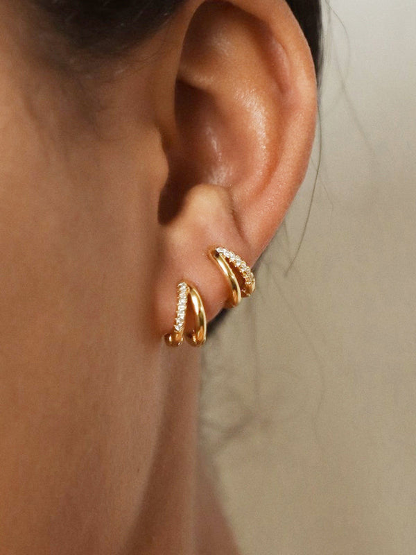 Çift Halkalı Yapay Elmas Küpeler 