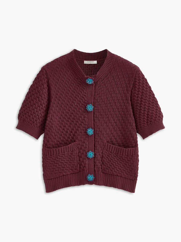 Button Detail Pockets Fit Cardigan