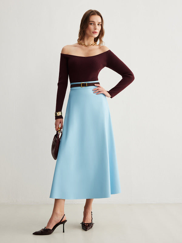 Kemersiz Akıcı Fermuarlı PU Deri Etek 