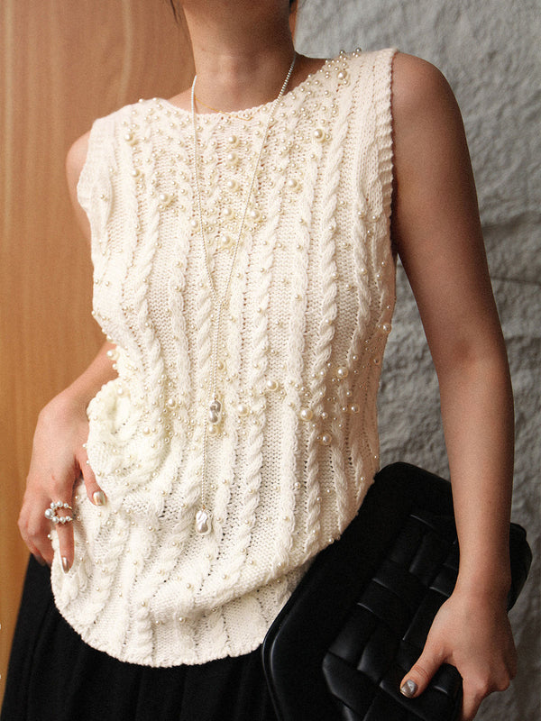 Yapay Elmas İnci Dekorlu Kazak Yelek 