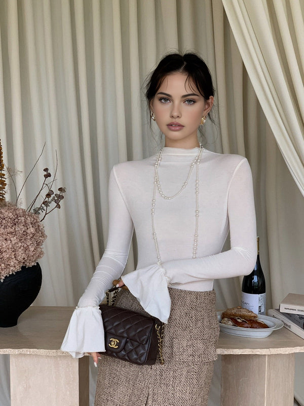 Düz Volanlı Manşetli Jersey Üst 