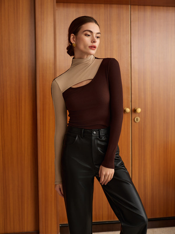 Kesikli Renk Bloklu Üst 