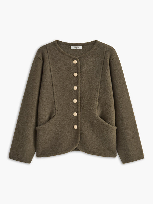 Zarif Düğmeli Cepli Hırka 