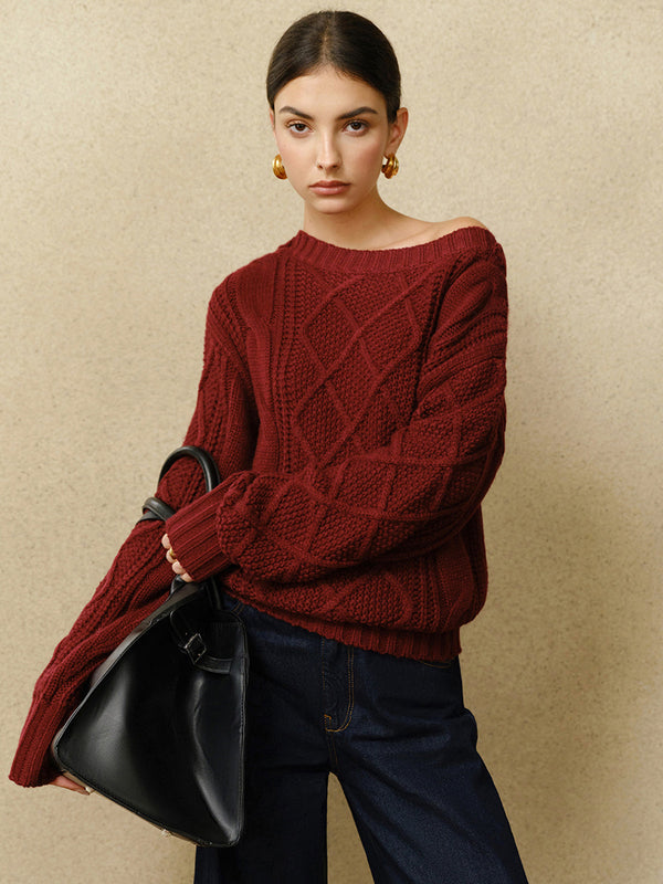 Casual Crew Neck Cable-Knit Top