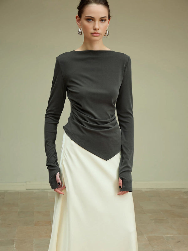 Asimetrik Slim Jersey Tişört 