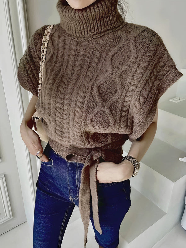 Balıkçı Yaka Düğümlü Kazak Yelek 