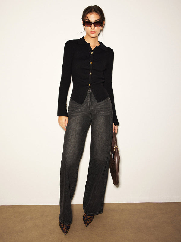 Düğmeli İnce Polo Kazak 