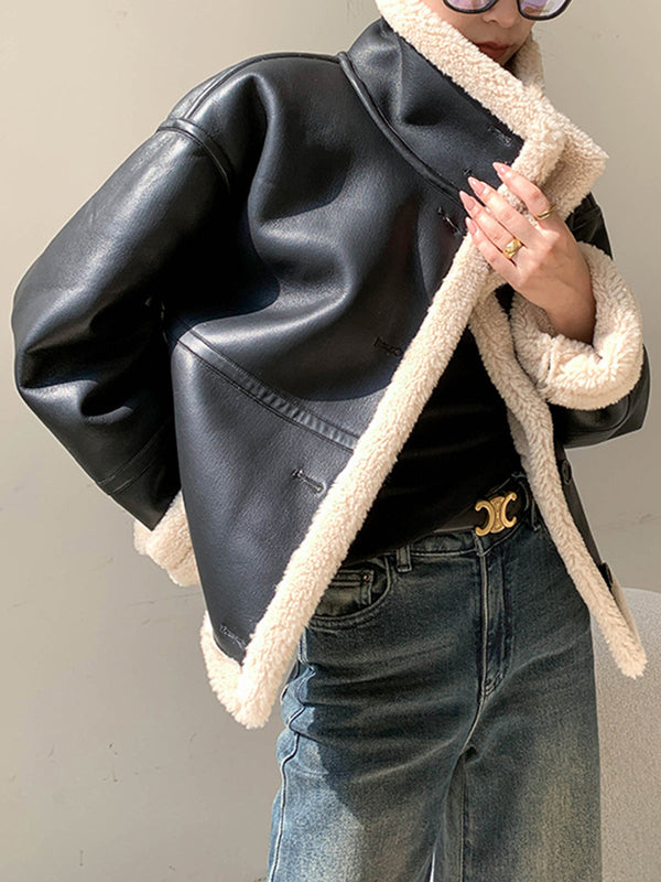 Polar Astarlı Suni Deri Ceket 