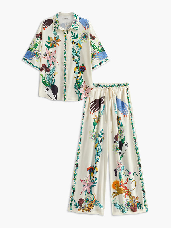 Çiçek Desenli Pantolon Takımı 