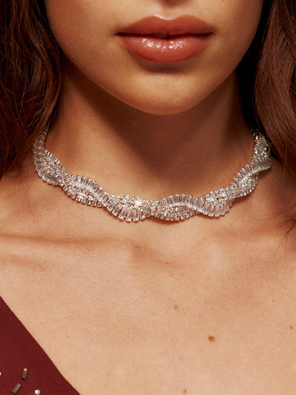 Rhinestone Twist Choker Necklace