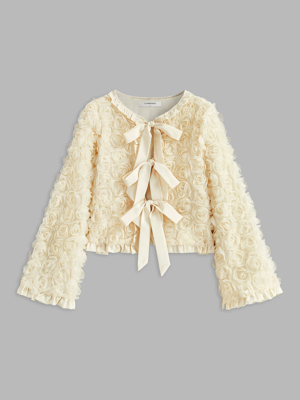 Romantik Bağcıklı Ön Rozet Ceket 