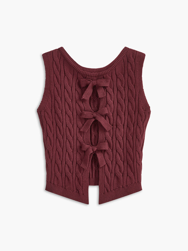 Bow Front Cutout Sweater Vest