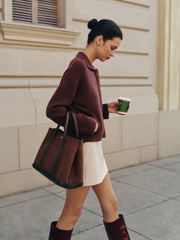 Düz Fermuarlı Polo Hırka 