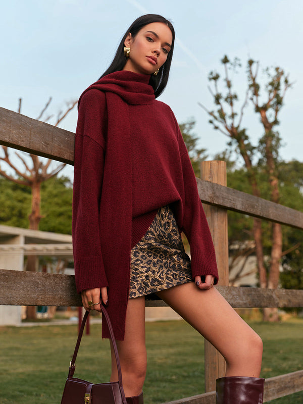 Düz Shift Kazak ve Eşarp 