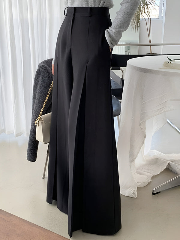 Yüksek Bel Pileli Geniş Paça Pantolon 