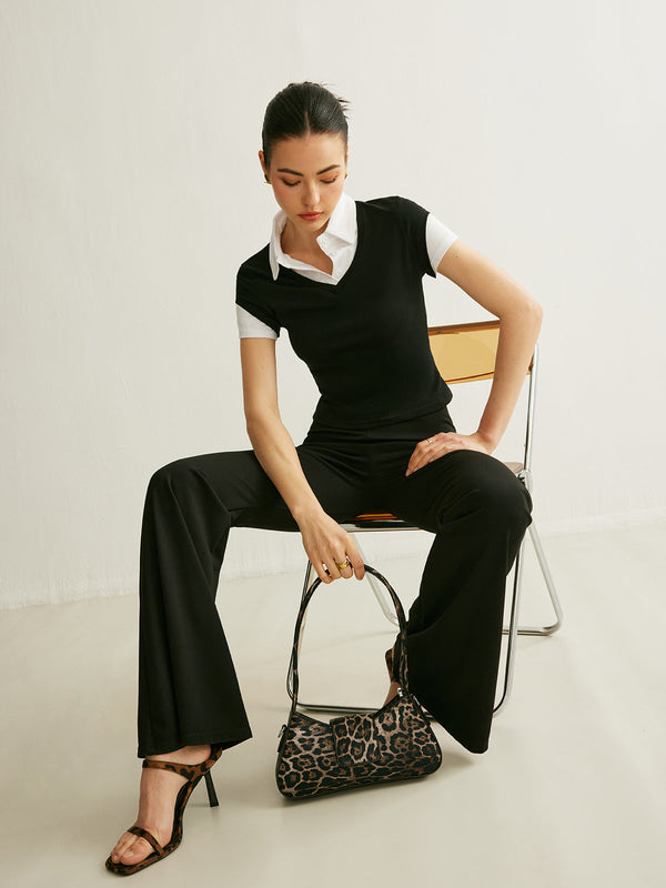 Polo Yaka Renk Bloklu Tişört 