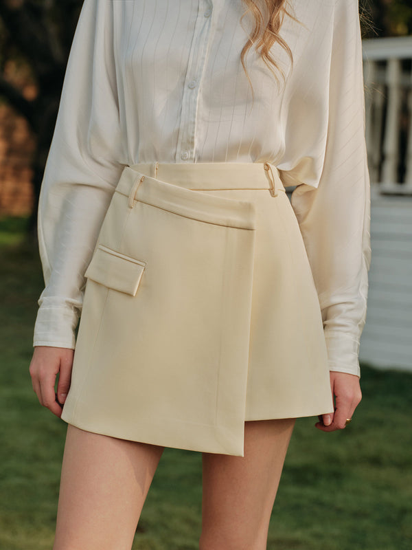 Asimetrik Sarma Yüksek Bel Etek 