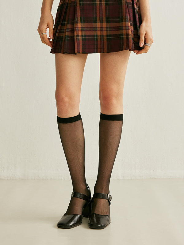 Siyah File Diz Altı Çorapları 