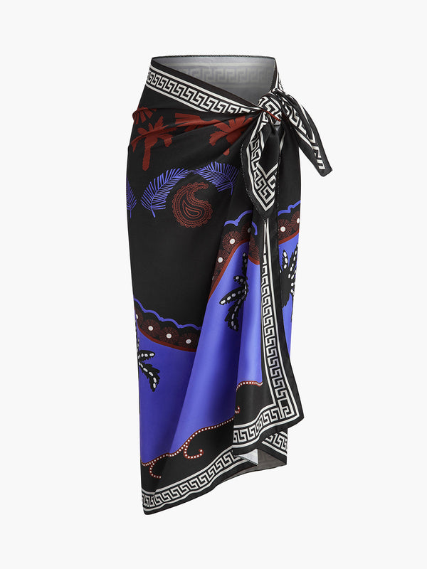 Printed Tie-Waist Sarong Cover-Up