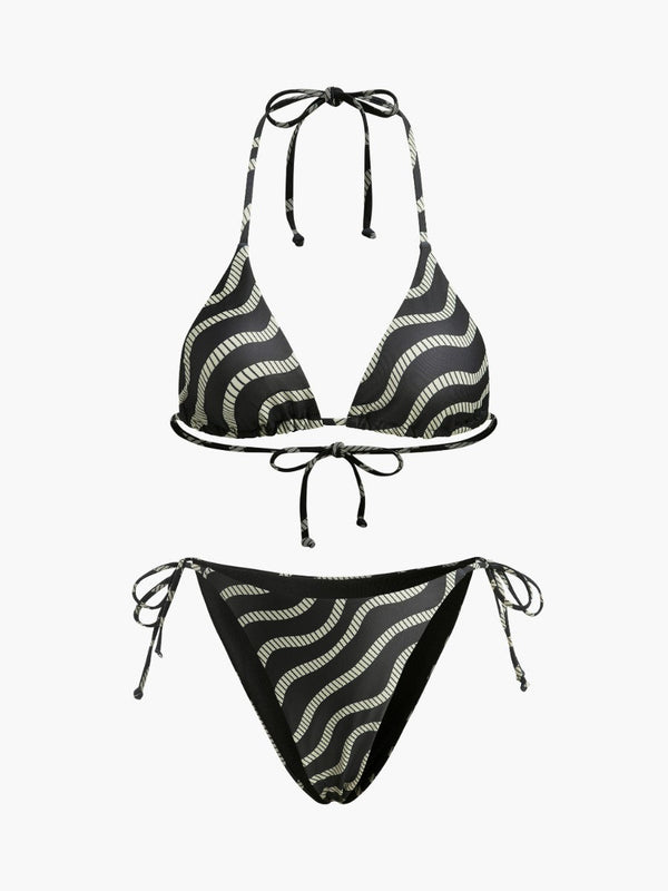Wave Pattern Triangle Bikini Set