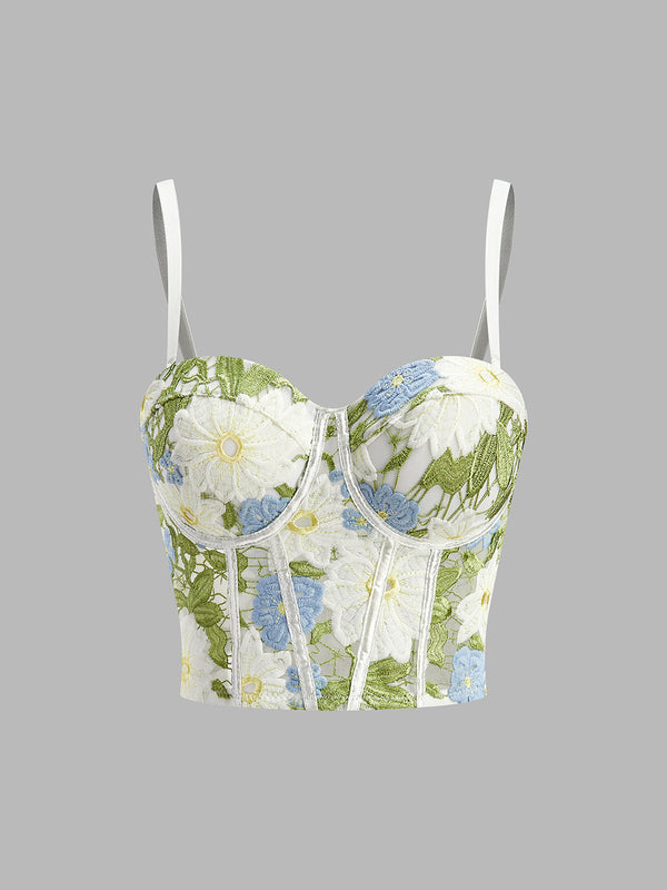 Çiçek İşlemeli Kalp Korse 