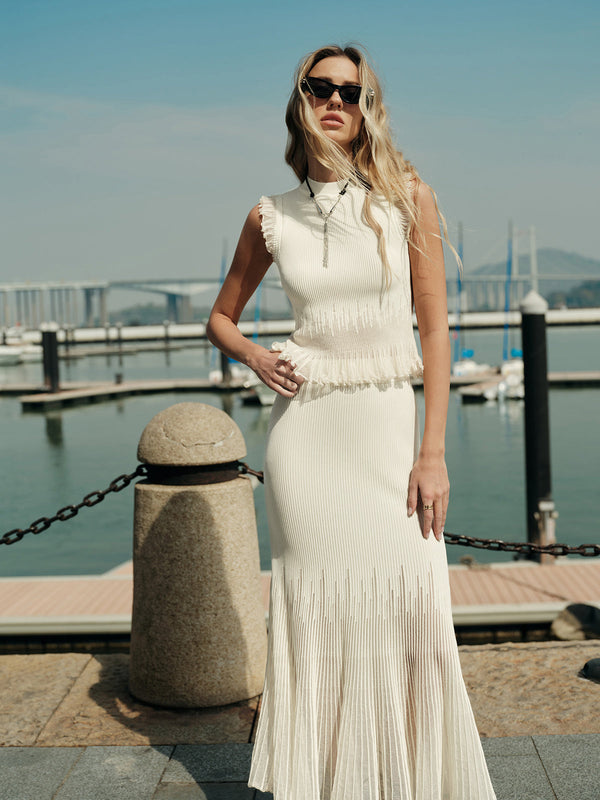 Kabartmalı Örgü Volanlı Üst 