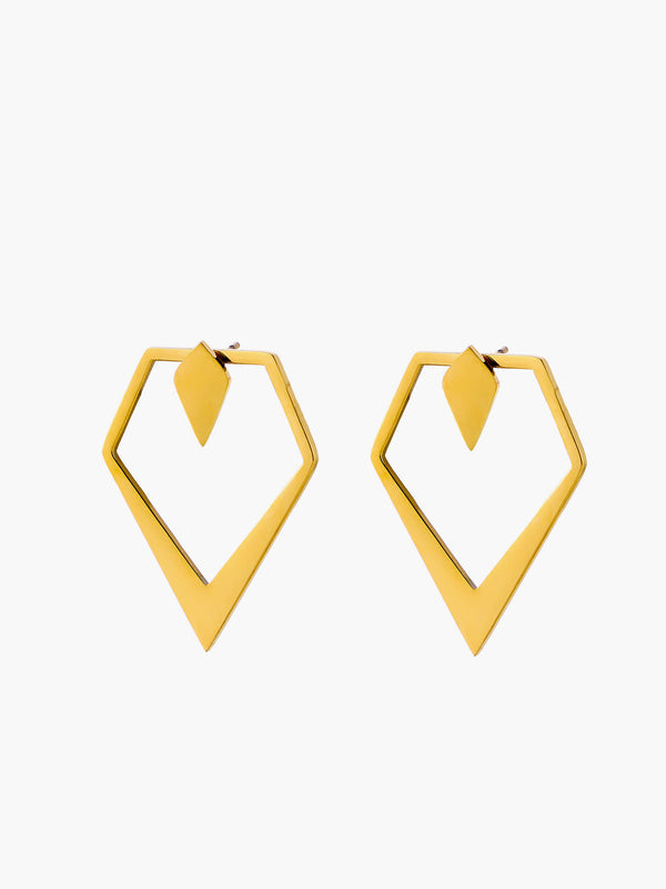 Geometric V-Shaped Gold Stud Earrings